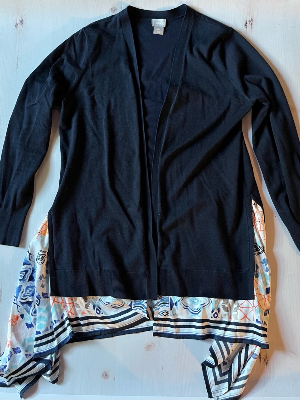 Black Open-Front Cardigan with scarf detail